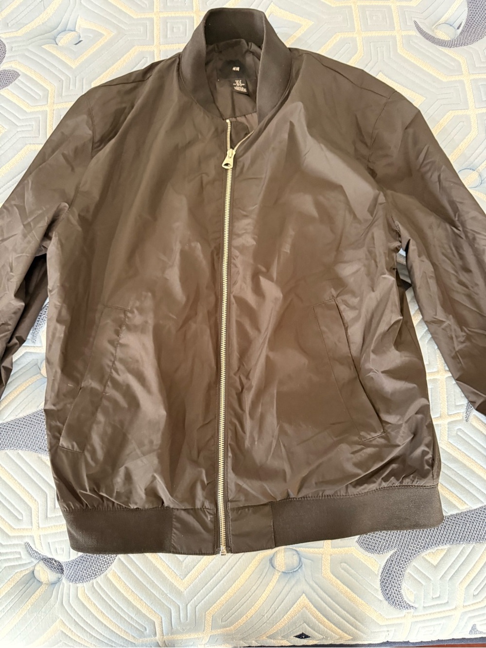 H&M Men's Brown Bomber Jacket with Zip